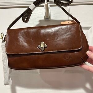 Patricia Nash Rich Brown Leather Crossbody Bag